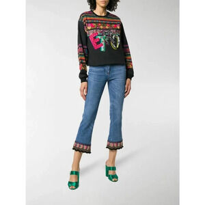 Etro Size 28 Crop Flare Embellished Beaded Fringe Jeans